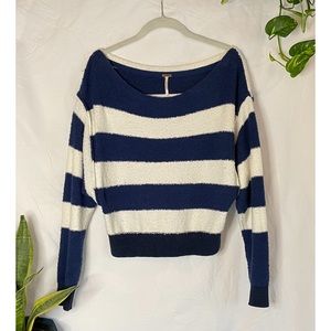 Free People Scoop Neck Striped Navy/White Sweater